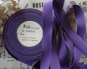2y 11" Vintage French 5/8" Purple Sawtooth Cotton Rayon Grosgrain Petersham Ribbon Trim Hat Doll Millinery Flower Ribbonwork Fedora Flapper