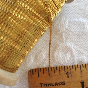 1y Antique French 1/16 Gold All Metal Crimped Flat Metallic Embroidery Couching Bullion Sewing Thread Vintage Ribbonwork Applique Trim Doll image 2