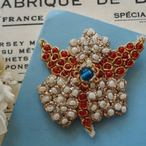 1 pièce vintage fait main en argent, lingots d'or, perles de verre, fausse perle, chapellerie métallique, fleurs, feuilles, applique, embellissement, chapeau, garniture