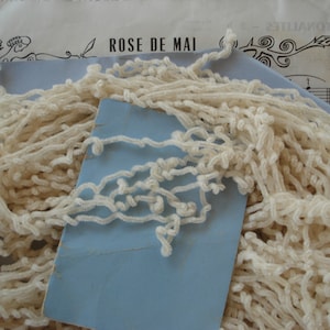 2y Vintage French Soft Cream Chenille Fluffy Curly Ribbon Trim Cord Hat Lampshade Antique Christmas Ornament Easter Basket Decoration Trim
