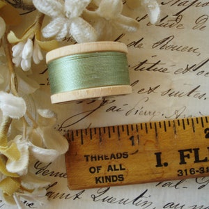 Vintage Coats & Clarks O.N.T Shabby Green #58 Pure Silk Spool Button Hole Twist Hand Sewing Embroidery Thread French Ribbon Trim Floss DMC