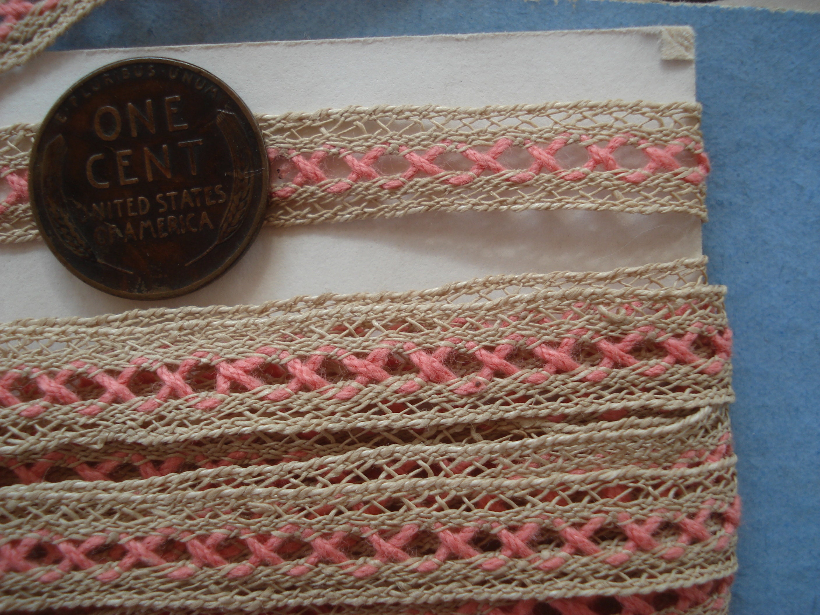 1y Antique French 3/8 Cotton Pink Insert Ecru Delicate - Etsy