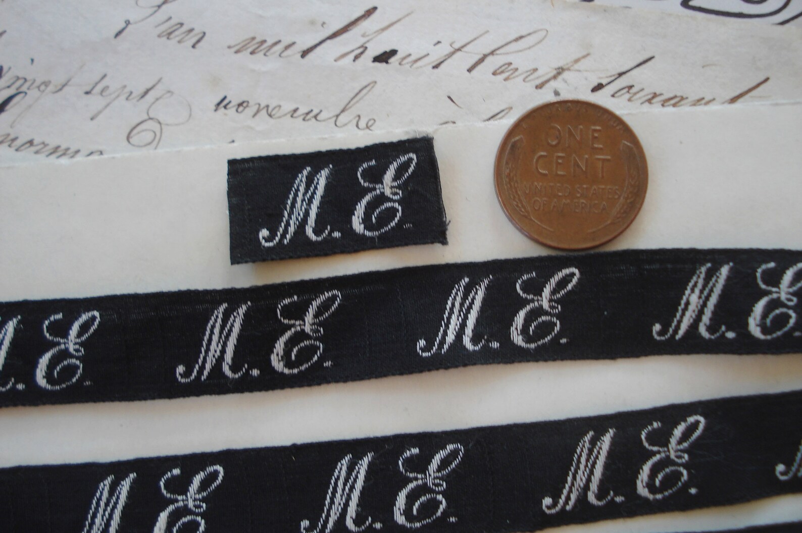 1 Antique French White Black Fancy Script Monogram Initial | Etsy
