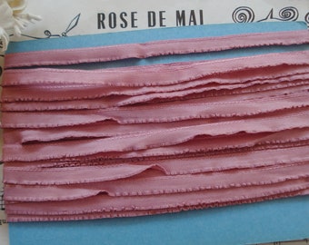 1/2y Vintage French 1/4" Deep Rose Pink Lettuce Edge Ruffle Ribbon Trim Antique Bebe Doll Hat Dress Miniature Dollhouse Shabby Chic Quilt