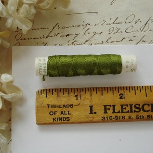 10m Vintage Gutermann Army Green #617 Silk Spool Buttonhole Twist Sewing Embroidery Thread Floss French Ribbon Belding Corticelli Fly Tye