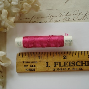 10m Vintage Gutermann Raspberry Pink #382 Silk Spool Buttonhole Twist Hand Sewing Embroidery Thread Floss French Ribbon Belding Corticelli