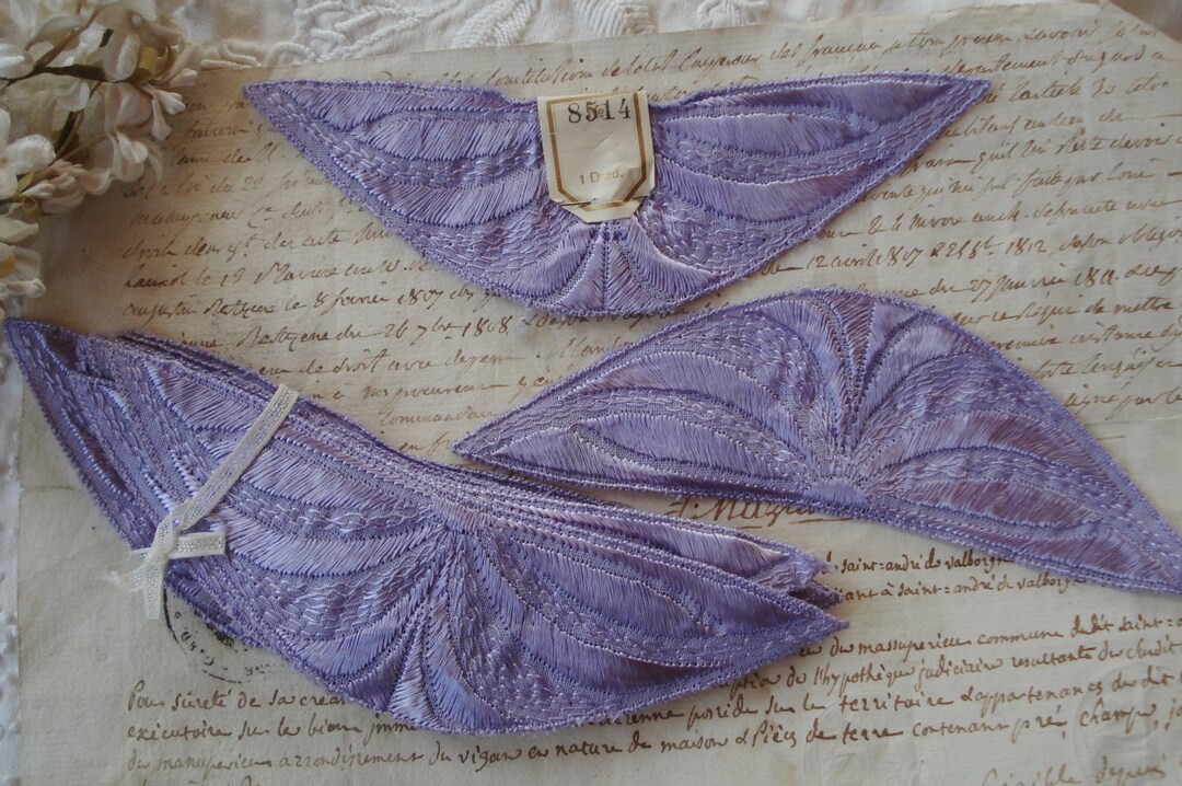 1 Piece Antique Vintage Lavender Purple Silk Floral Art Deco  display picture 1