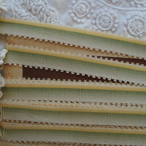 18" Francês antigo 1/2" Ombre Verde Amarelo Seda Algodão Picot Borda Listrada Chapelaria Fita Trabalho Flor Folha Folhas Guarnição Flapper Edwardian
