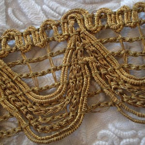 1y Early 1900s Antique French 1 1/2 Gold Metal Lace Passementerie ...