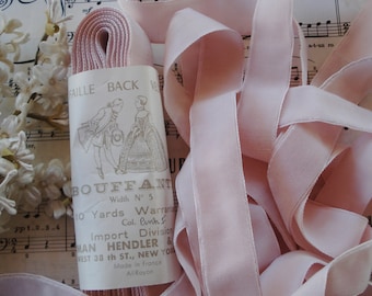 1y 7" Antique French 1" Palest Lilac Purple Lush Rayon Velvet Millinery Ribbon Trim Lady Hat Flowr Edwardian Flapper Bow Belting Cloche Doll
