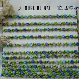 23 "Vintage Französisch 1/4" Lila Blau Grün Rosette Blume Bogen Seide Satin Band Hut Puppe Trim Flapper Edwardian Boudoir Bonnet Bebe Kleid