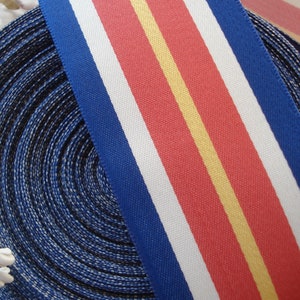 1 an vintage français 1 5/8 rouge blanc bleu jaune rayures rayonne satin militaire chapellerie drapeau insigne de récompense cocarde patriotique ruban chapeau garniture image 3