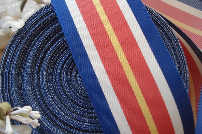 1 an vintage français 1 5/8 rouge blanc bleu jaune rayures rayonne satin militaire chapellerie drapeau insigne de récompense cocarde patriotique ruban chapeau garniture image 3