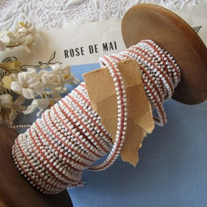 1y 9" Vintage French White Glass Seed Bead Salmon Trenzado con Cuentas Costura Bordado Adorno Bolso Vestido de Muñeca Sombrero Cinta Trabajo Sombrerería Diario