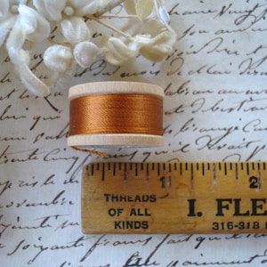 Vintage Belding Corticelli Copper Rust 5458 Pure Silk Spool Button Hole Twist Hand Sewing Embroidery Thread French Ribbon Trim DMC Floss