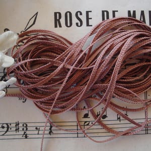 4y Vintage French 1/16" Tiny Rose Mauve Pink Rayon Braid Soutache Gimp Passementerie Cord Trim Ribbon Work Flower Millinery Fashion Doll Hat