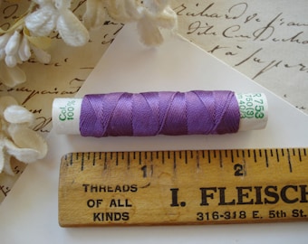 10m Vintage Gutermann Deep Purple #571 Pure Silk Spool Buttonhole Twist Hand Sewing Embroidery Thread Floss French Ribbon Belding Corticelli