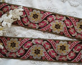 1y Vintage French 1 1 2 quot Fancy Pink Silver Gold Art Deco Floral Metallic Woven Jacquard Millinery Ribbon Trim Flapper Edwardian Dress Hat