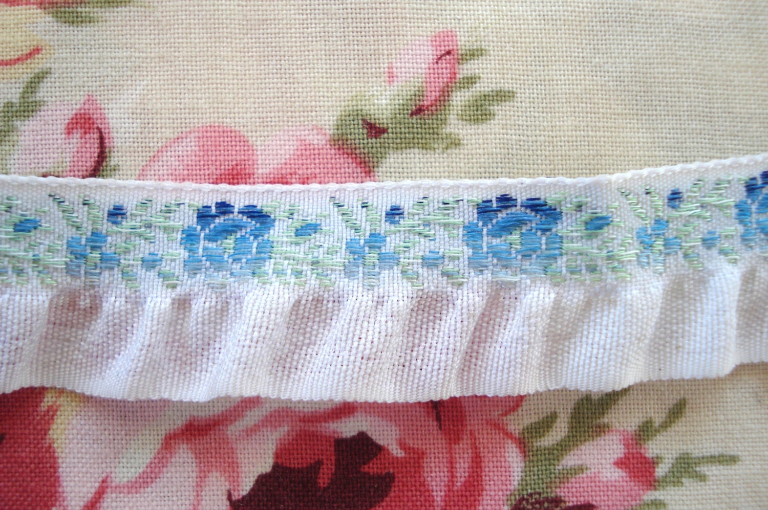 1y Vintage French 5/8 Ombre Blue Roses Ruffle Jacquard - Etsy