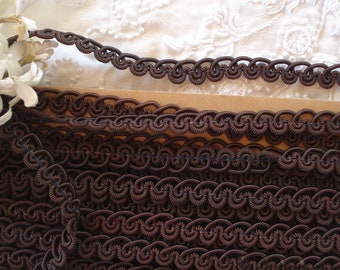 1 an vintage 5/8" marron chocolat Gimp Loopy Passementerie tresse ruban garniture abat-jour poupée rembourrage oreiller sac à main fourre-tout garniture de couture