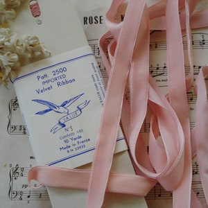 1y Antique French 5/8&quot; Confetti Pink Lush Rayon Velvet Millinery Ribbon Trim Hat Victorian Vintage French Flapper Dress Bow Cloche Choker