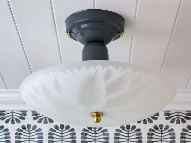 Mid Century Vintage Semi Flush Mount Ceiling Light Fixture Etsy