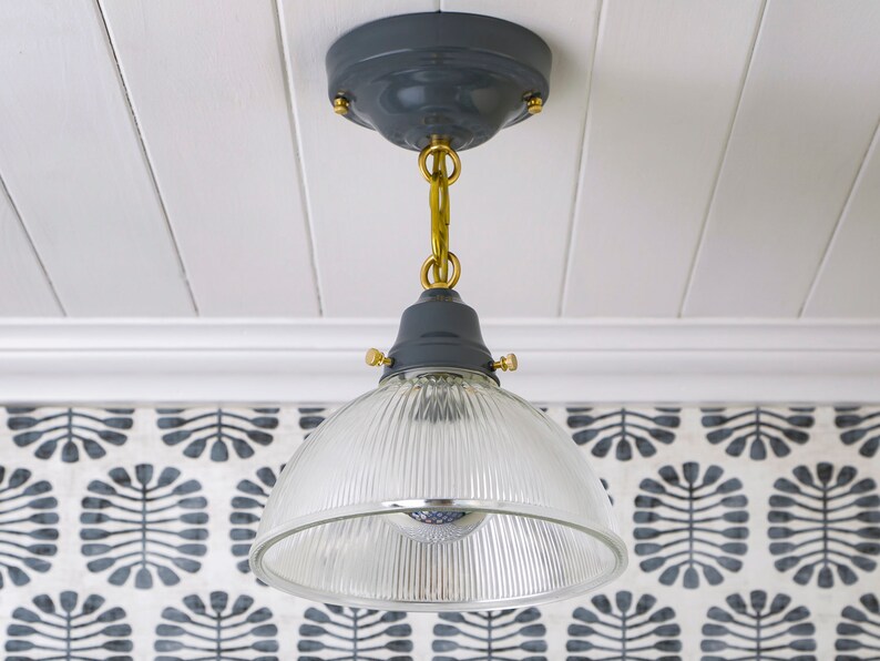 Pair Available Vintage Rewired Flush Mount Ceiling Light Image 0