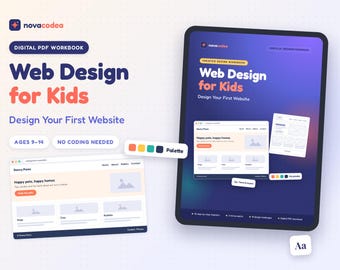 Webdesign für Kinder | Arbeitsbuch zum Webseitendesign | Webdesign lernen | Webseiten-Übungen für Anfänger | Digitaler Download