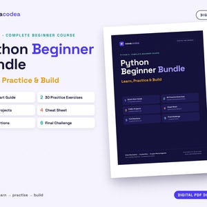 Python Beginner Bundle | Learn Python, Coding Exercises & Mini Projects | Beginner Programming PDF