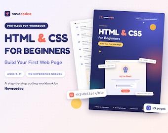 HTML und CSS für Anfänger | Programmier-Übungsbuch für Kinder | Webdesign-Kurse | Programmierleitfaden für Anfänger | Digitaler Download