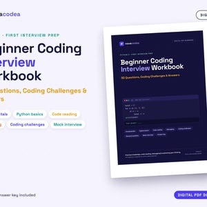 Beginner Coding Interview Workbook | 50 Python Questions & Coding Challenges | Interview Prep PDF