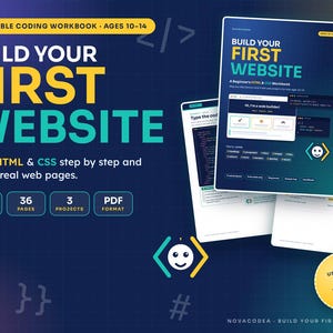 HTML and CSS Workbook for Kids Ages 10–14, Learn Web Design, Build Your First Website, Printable Coding PDF