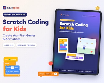 Scratch Coding for Kids | Beginner Coding Workbook | Create Games and Animations | Coding Activities | Digital Download