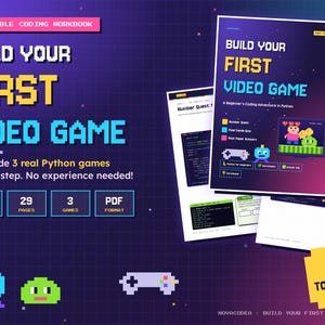 Programmier-Workbook für Videospiele für Kinder von 10 bis 14 Jahren, Python-Projekte für Anfänger, druckbare MINT-Aktivität (PDF)