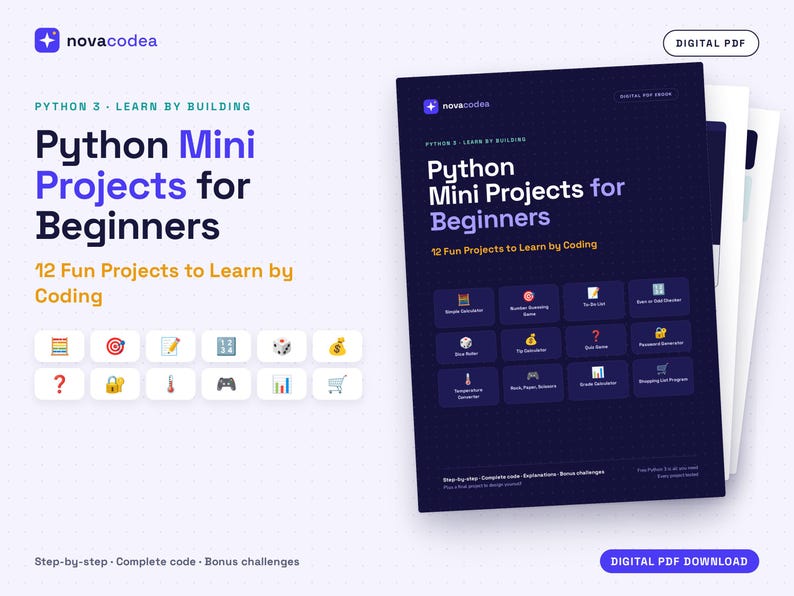 Mini-projets Python pour débutants | 12 projets de programmation étape par étape | Guide Python pour débutants (PDF) image 1