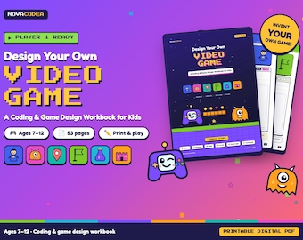 Progettazione di videogiochi per bambini dai 7 ai 12 anni / Crea il tuo videogioco (Quaderno di esercizi) / Attività di programmazione e STEM in formato PDF