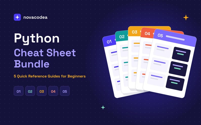 Python-spiekbriefjesbundel voor beginners | 5 beknopte handleidingen voor programmeren | Python-pdf afbeelding 1