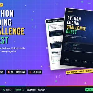 Python Coding for Kids Ages 10–14 | Printable Coding Challenges & Activities | Beginner Programming Workbook | PDF