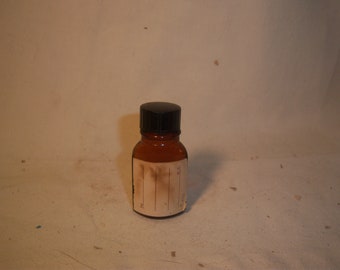 1940's Pharmacy Druggist 2 7/8" EMPTY Amber medicine bottle with paper label