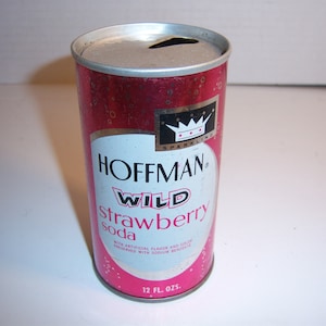 1970&#39;s Hoffman Wild Strawberry Soda American Beverage Corp College Point NY 12 Fl oz Soda Pull Tab metal can