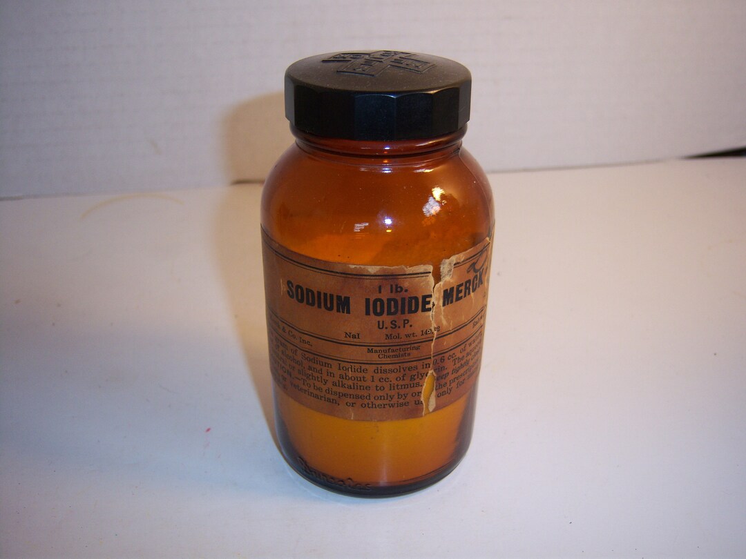 MM 1940's Merck & Co Sodium Iodide NY 4 3/4 Inch Amber Etsy