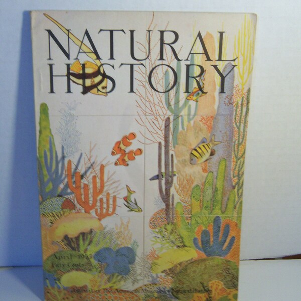 1935 April Natural History Submarine Tile Design WH Southwick Ethiopians Cover Art  Magazine Paper Ephemera