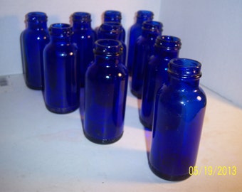 Cobalt Blue Medicne 1950's Lot of 10 Cobalt Blue 5 inch cobalt blue medicine bottles Lot E