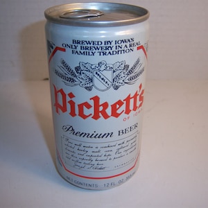 KN - 1970-80&#39;s Pickett&#39;s of Dubuque&#39;s Jos S Pickett & Sons Dubuque Iowa 12 oz EMPTY Aluminum beer can