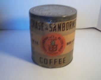 1910-20's  Chase & Sanborns Seal Brand Standard Brands Inc New York Coffee Can 5 inches tall Paper Label