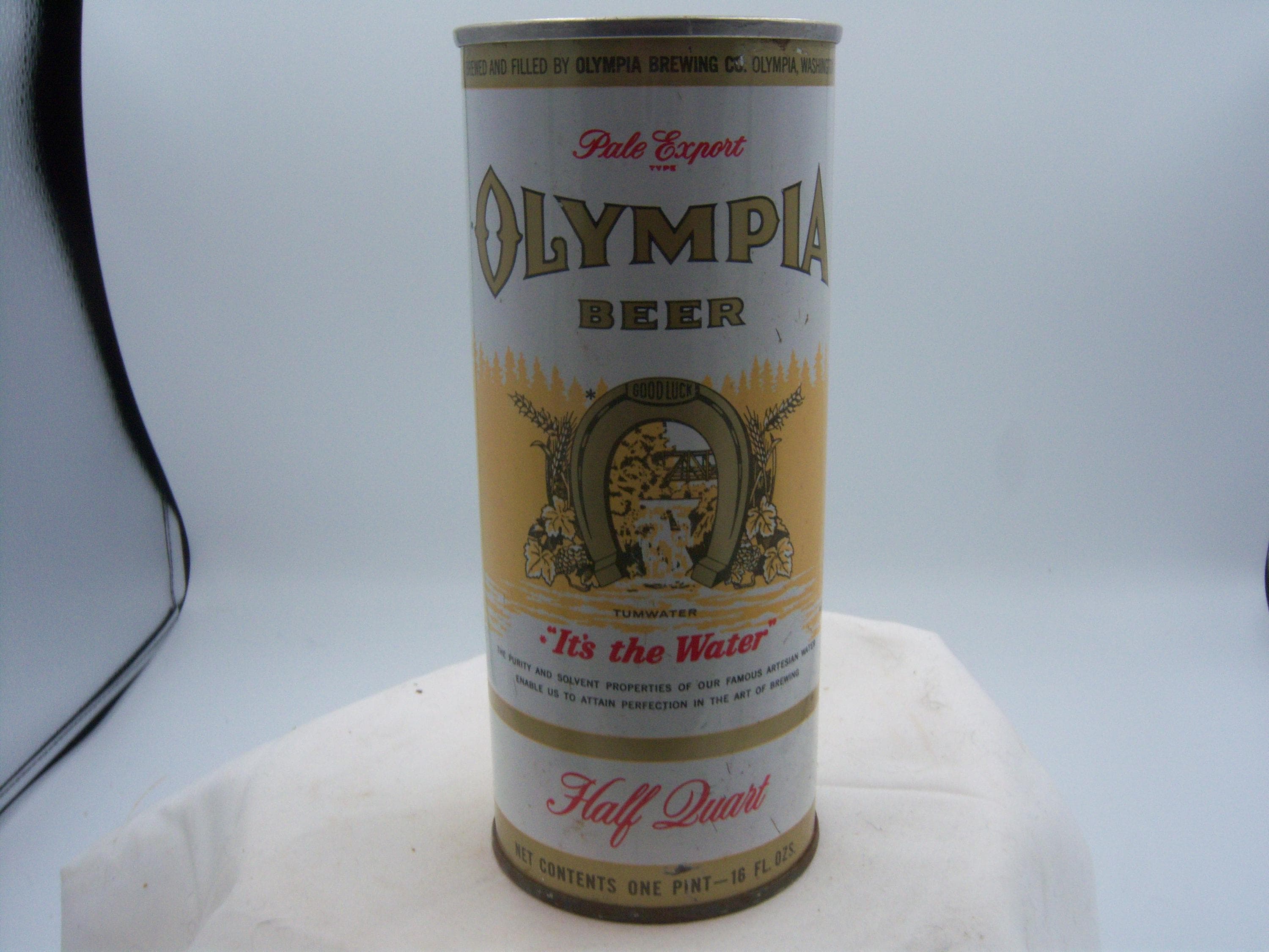LE - 1960-70's Olympia Pale Export Beer Olympia Wash Steel Half Quart 16 oz EMPTY Pull Tab beer can No 2