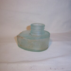 1890&#39;s Sanford&#39;s Ink Bottle Boat Ship Nautical Aqua 2 7/8&quot; Long by 2 1/4&quot; Tall inches tall