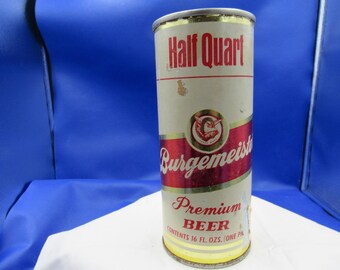 ZC - 1960-70's Burgermeister Premium Beer Warsaw Brewing Co Chicago Ill 16 oz Paper Label Half Quart EMPTY beer ale can breweriana stout