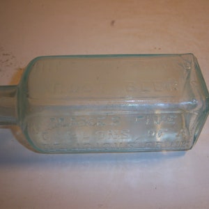 PA4 - 1900&#39;s Hire&#39;s Root Beer Extract Phila, Pa 4 5/8&quot; Tall aqua food soda tonic extract drink bottle No 2