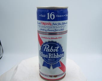 LE - 1970's Pabst Blue Ribbon Tapa Can 16 oz Milwaukee Wis Peoria Ill Los Angeles Ca EMPTY steel beer can